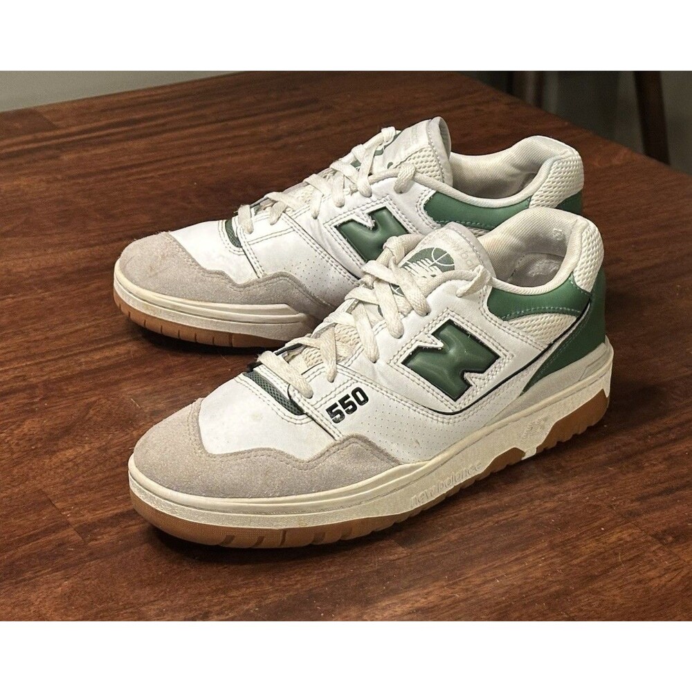 New Balance 550 Mens White Marsh Green BB550ESB SIZE 9.5 - No Insoles